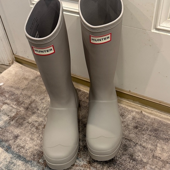Hunter Shoes - Hunter Light Grey Tall Rubber Rain Boots